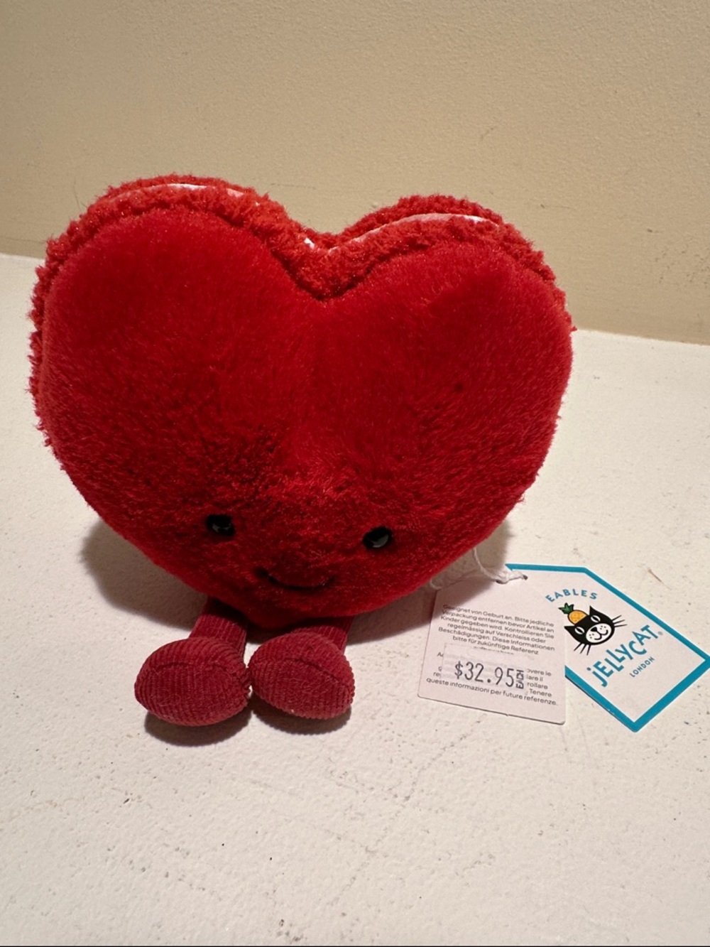 Jellycat Arlene Heart Macaron Red Heart Plush with Tiny Legs Brand New With Tags